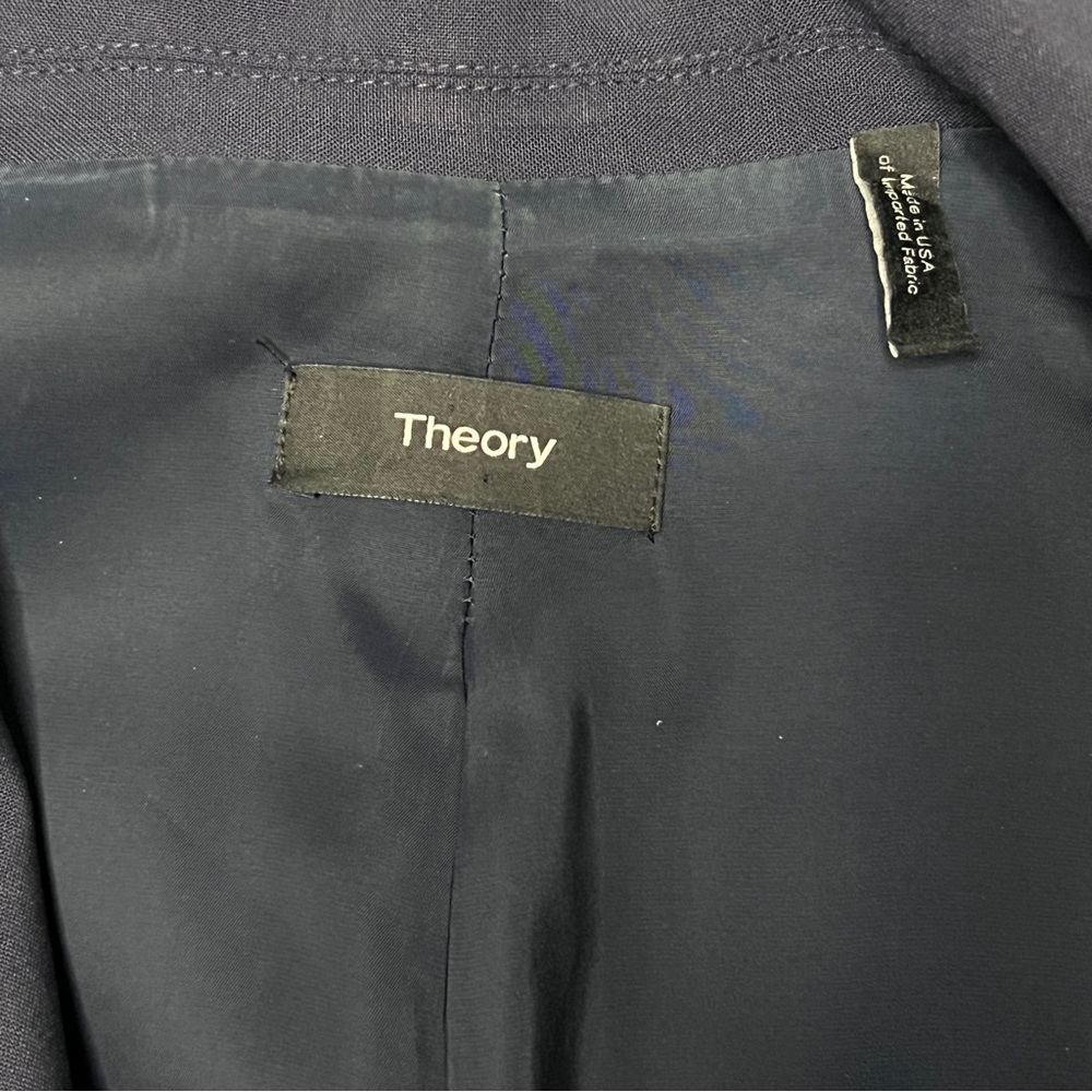 Theory virgin wool tailored single button navy bl… - image 5